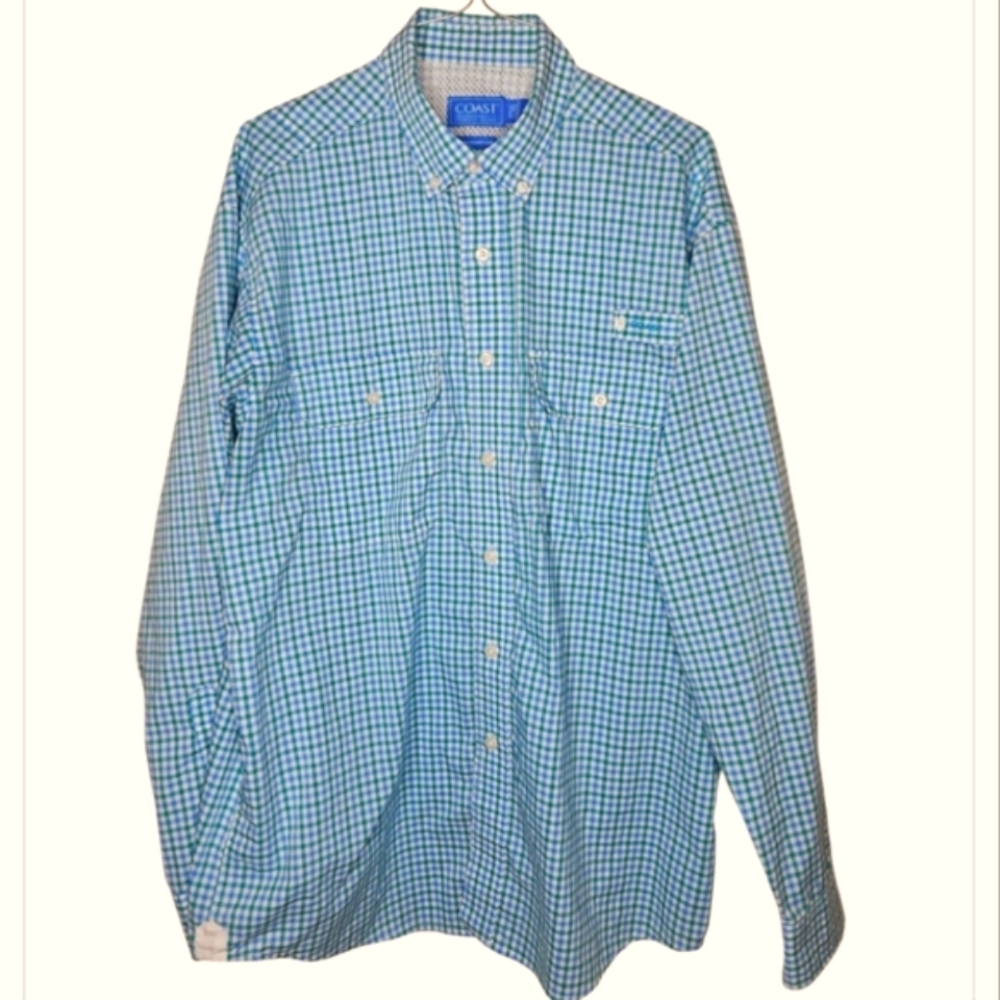 Coast Pawleys Island Men's Fishing Style Roll Tab Long Sleeve Shirt Size M